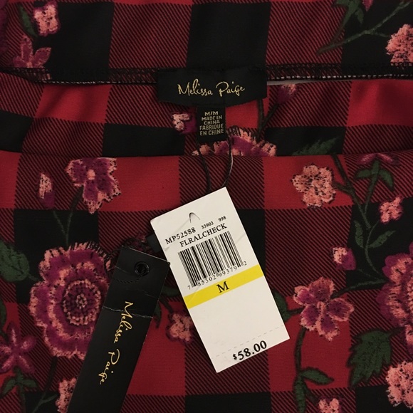 NWT | checked & floral pencil skirt - Picture 3 of 8